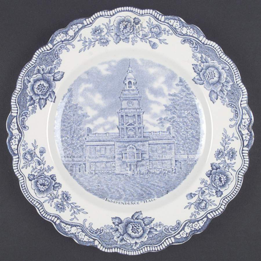 Colonial Times Blue (Floral Border) Dinner Plate by Crown Ducal-1