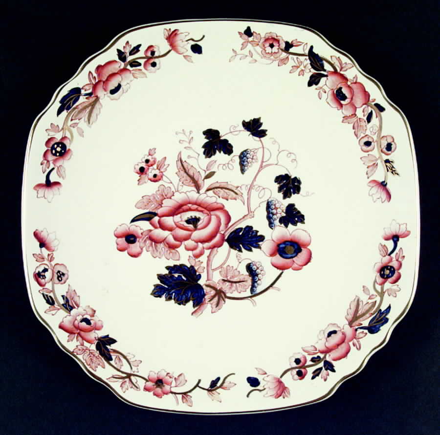 Old Derby Square Cake Plate by Crown Staffordshire-1