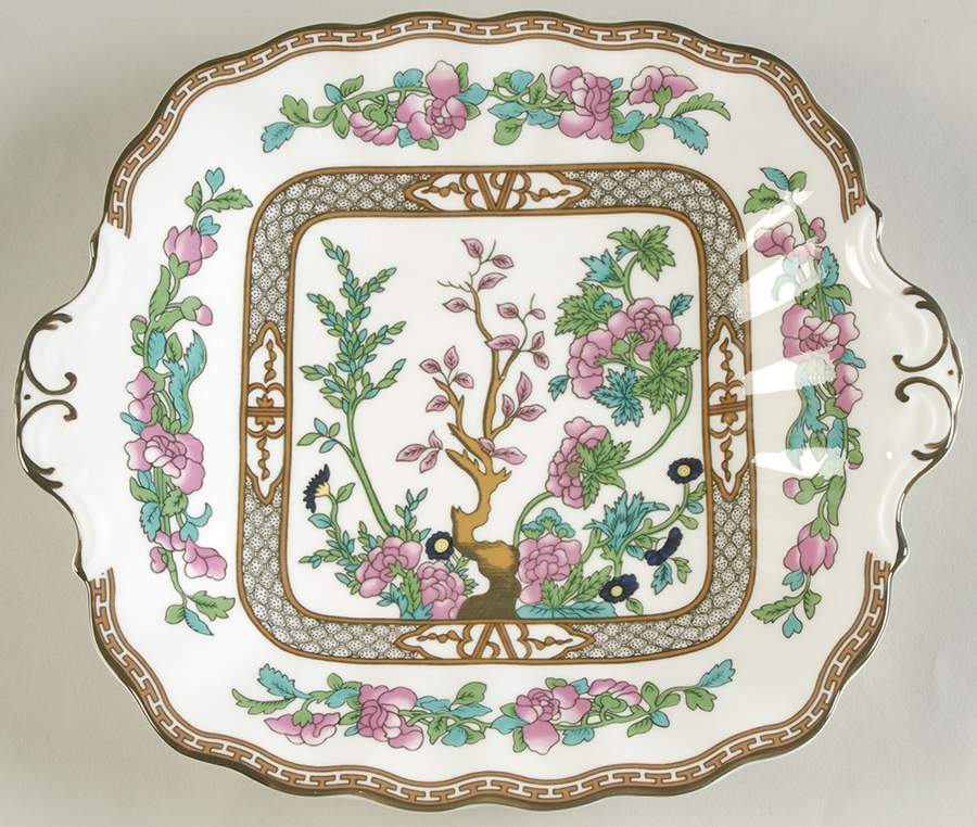 Indian Tree Multicolor (Scalloped, Newer) Square Handled Cake Plate by Coalport-1