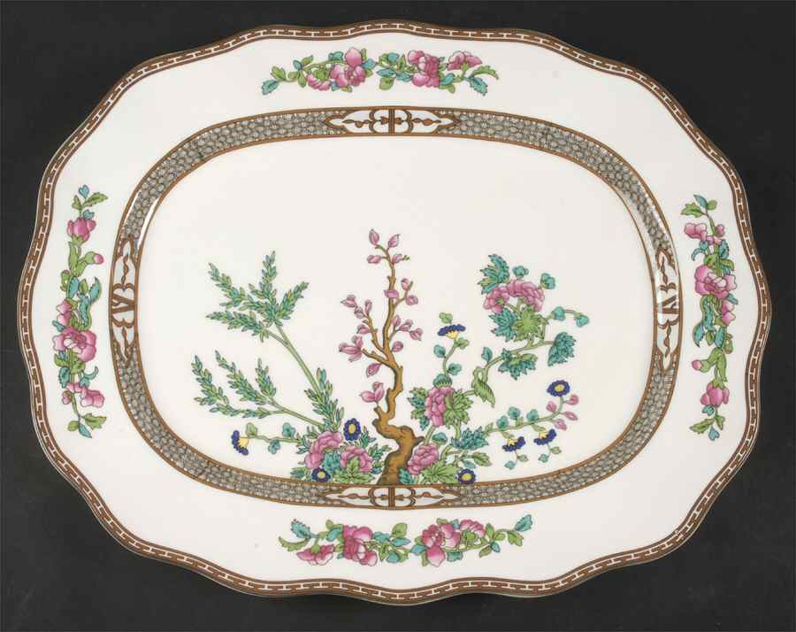 Indian Tree Multicolor (Scalloped, Newer) 16" Oval Serving Platter by Coalport-1
