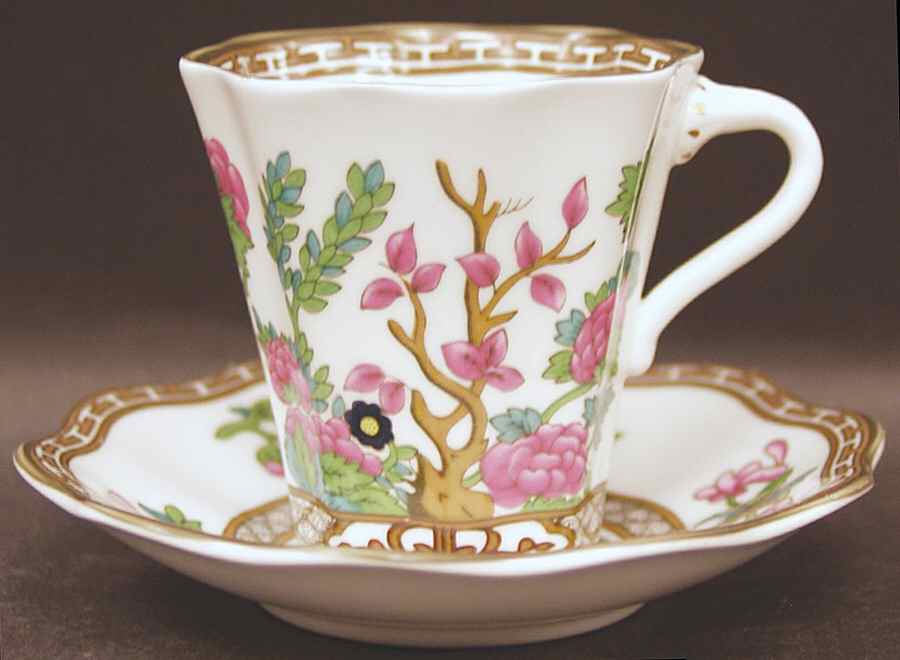 Indian Tree Multicolor (Scalloped, Newer) Flat Demitasse Cup & Saucer Set by Coalport-1