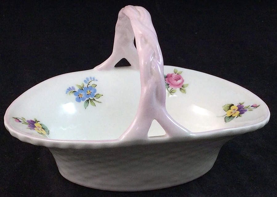 Floral Bouquet (Scalloped) 5" Handled Basket by Crown Staffordshire-1