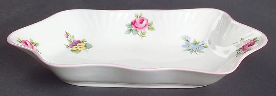 Floral Bouquet (Scalloped) Rectangular Sweet Meat Dish by Crown Staffordshire-1