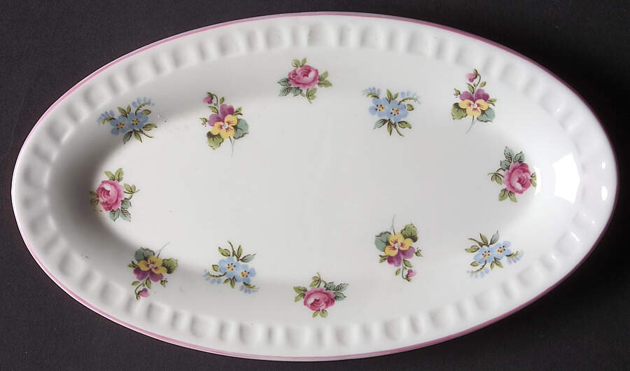 Floral Bouquet (Scalloped) Tray for Mini Creamer & Open Sugar by Crown Staffordshire-1