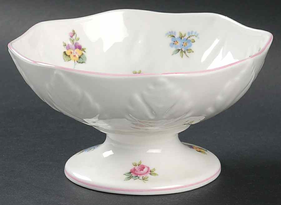 Floral Bouquet (Scalloped) Round Compote (Height X Width) by Crown Staffordshire-1