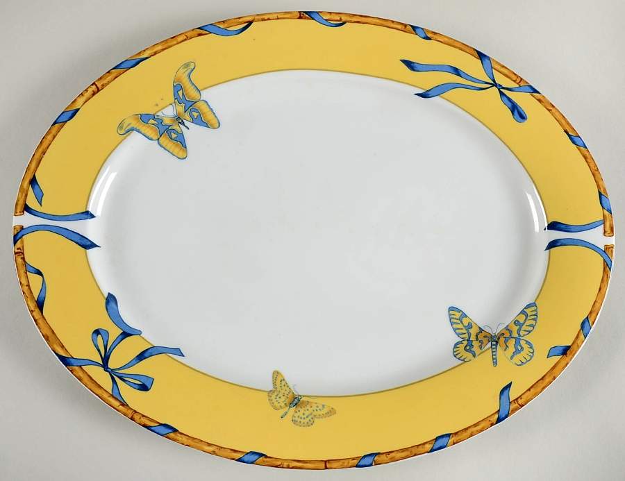 Butterfly Bamboo 16" Oval Serving Platter by Lynn Chase-1