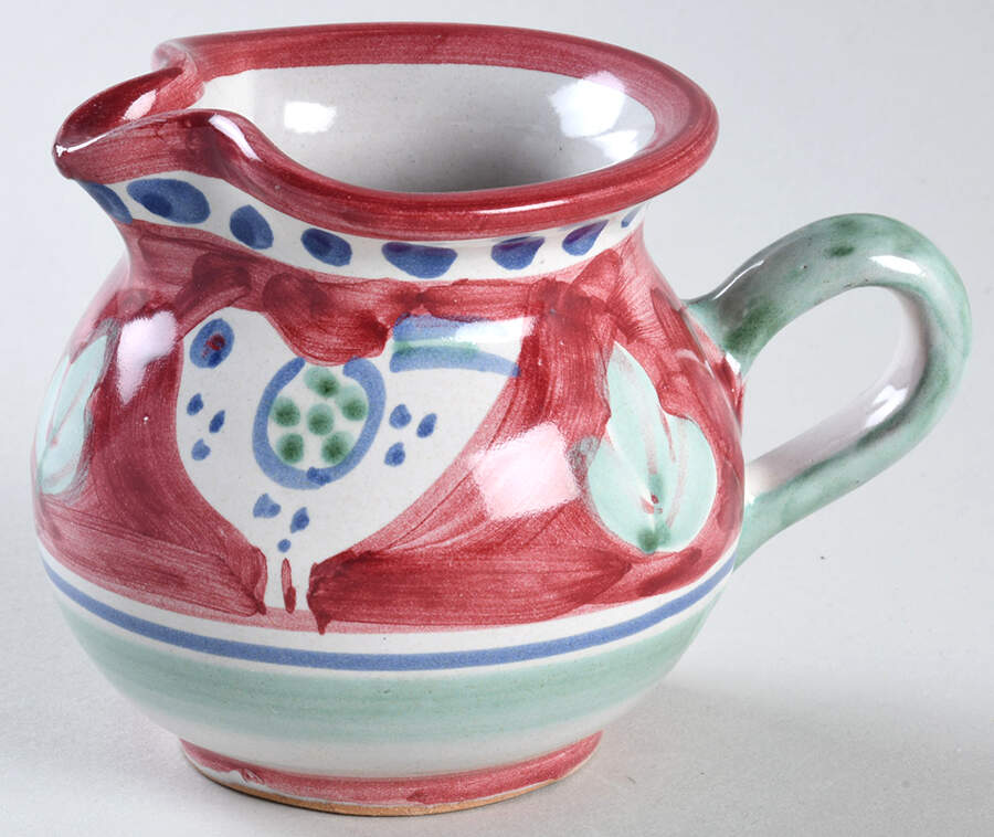 Campagna Chicken (Red Border, Blue Dots) Creamer by Ceramica Artistica (CAS Vietri)-1