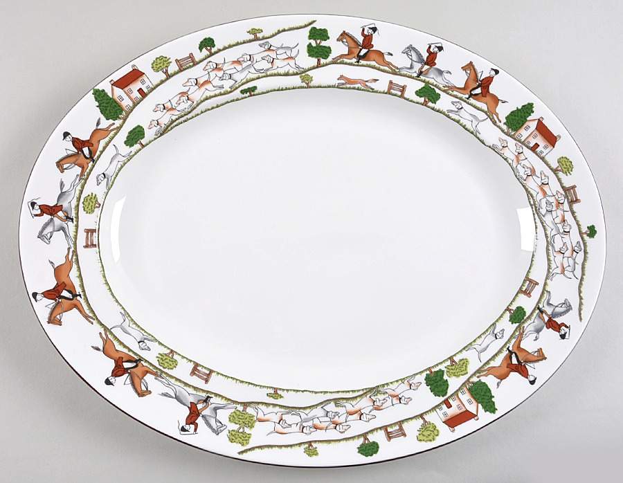 Hunting Scene 17" Oval Serving Platter by Coalport-1