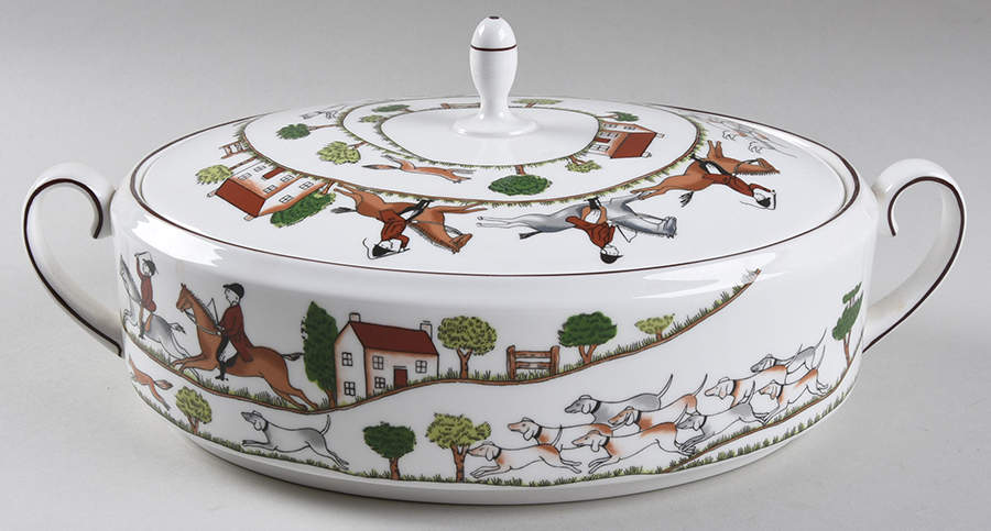 Hunting Scene Oval Covered Vegetable by Coalport-1