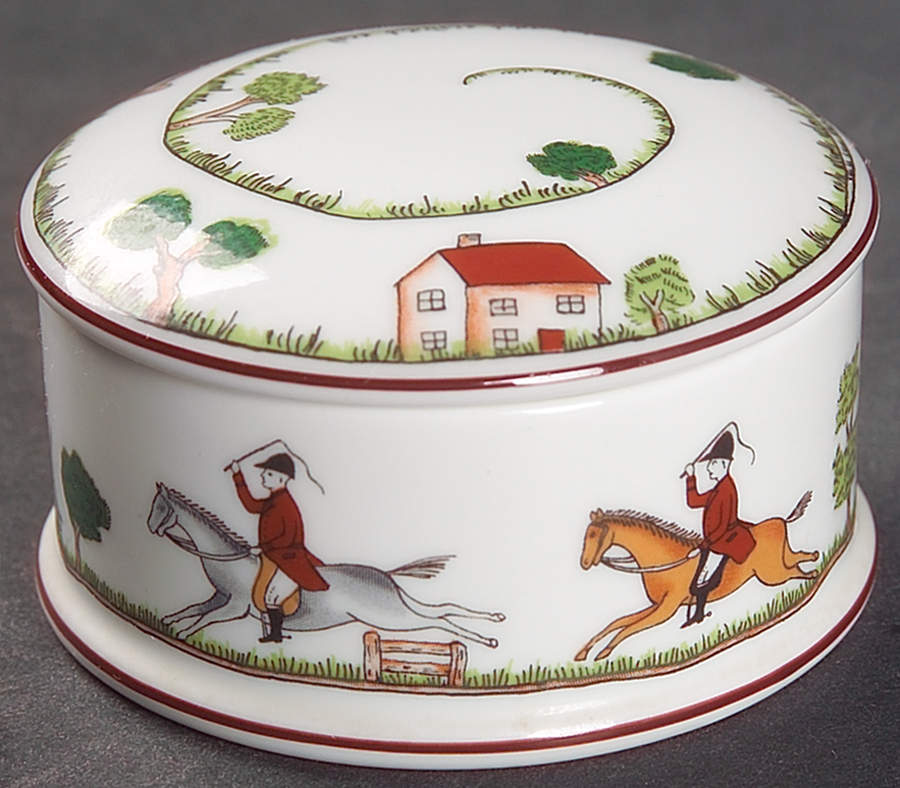 Hunting Scene Trinket Box & Lid by Coalport-1