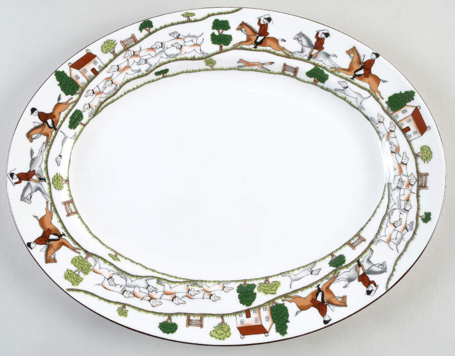 Hunting Scene 15" Oval Serving Platter by Coalport-1
