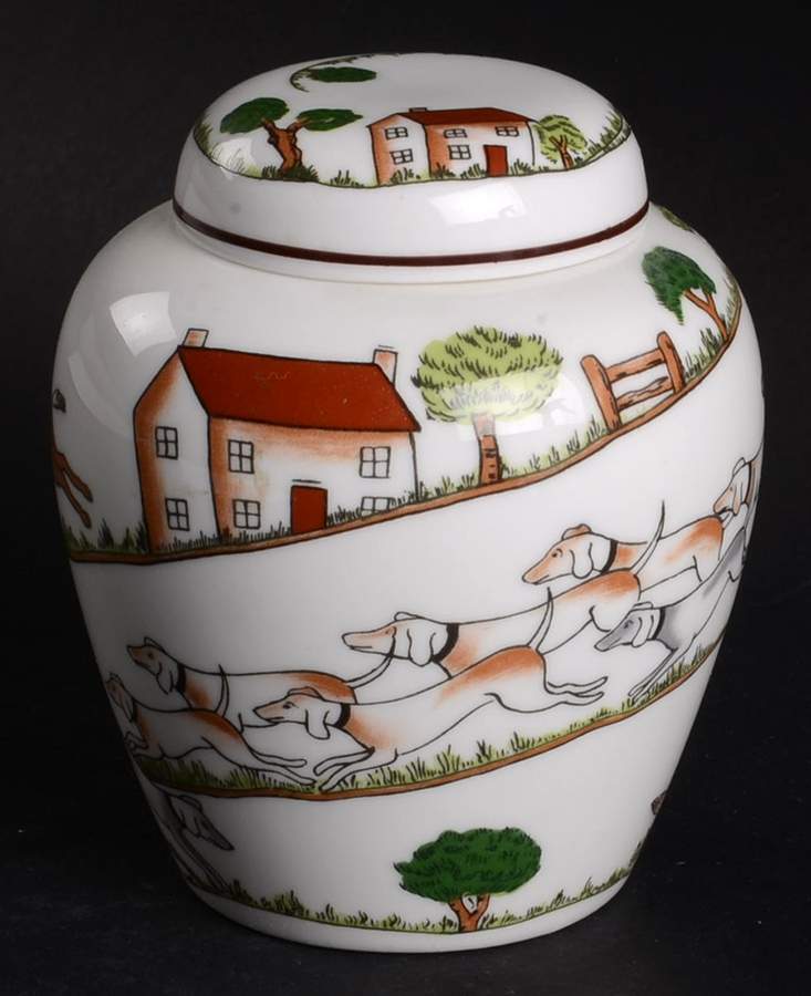 Hunting Scene Mini Ginger Jar & Lid by Coalport-1