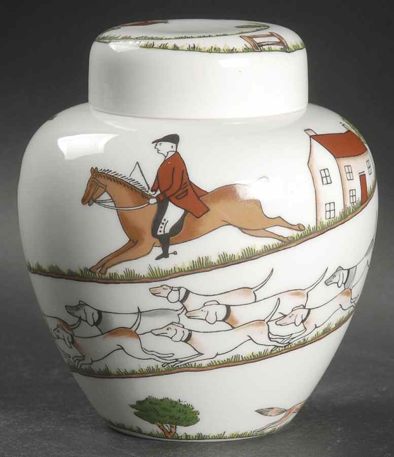 Hunting Scene Small Ginger Jar & Lid by Coalport-1