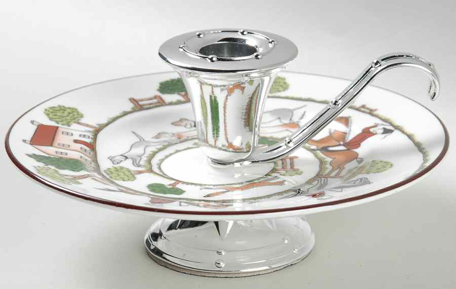 Hunting Scene 3"- 3 1/4" Candleholder (BB) HC by Coalport-1
