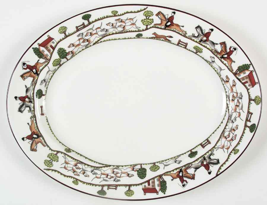 Hunting Scene 15" Oval Serving Platter by Coalport-1