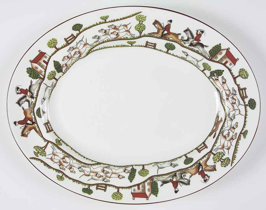 Hunting Scene 14" Oval Serving Platter by Coalport-1