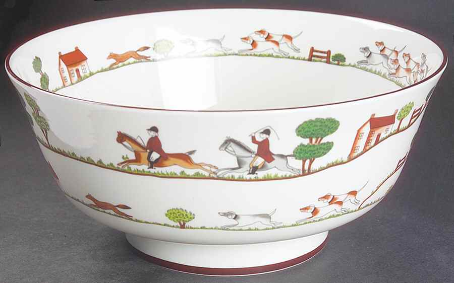Hunting Scene Oriental Salad Serving Bowl by Coalport-1