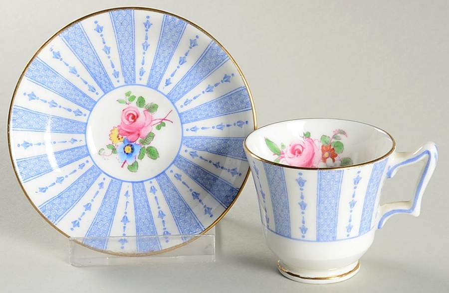 F9213 Footed Demitasse Cup & Saucer Set by Crown Staffordshire-1