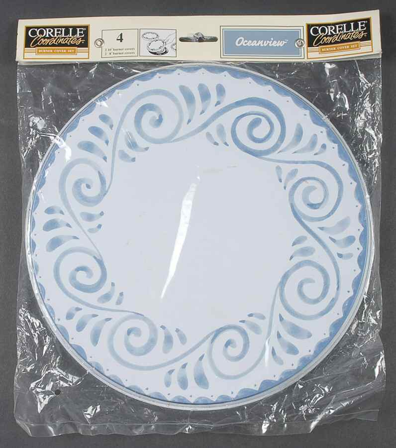 Oceanview (Corelle) (Set/4) Tin Stove Covers-2 8" & 2 10" Round Covers by Corning Corelle-1