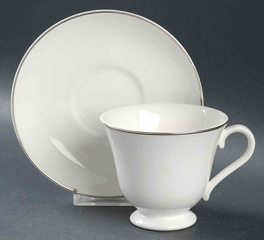Platinum  Band Footed Cup & Saucer Set by Crown Staffordshire-1