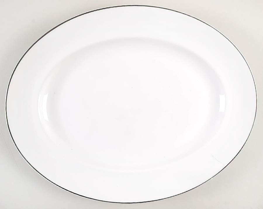 Platinum  Band 14" Oval Serving Platter by Crown Staffordshire-1