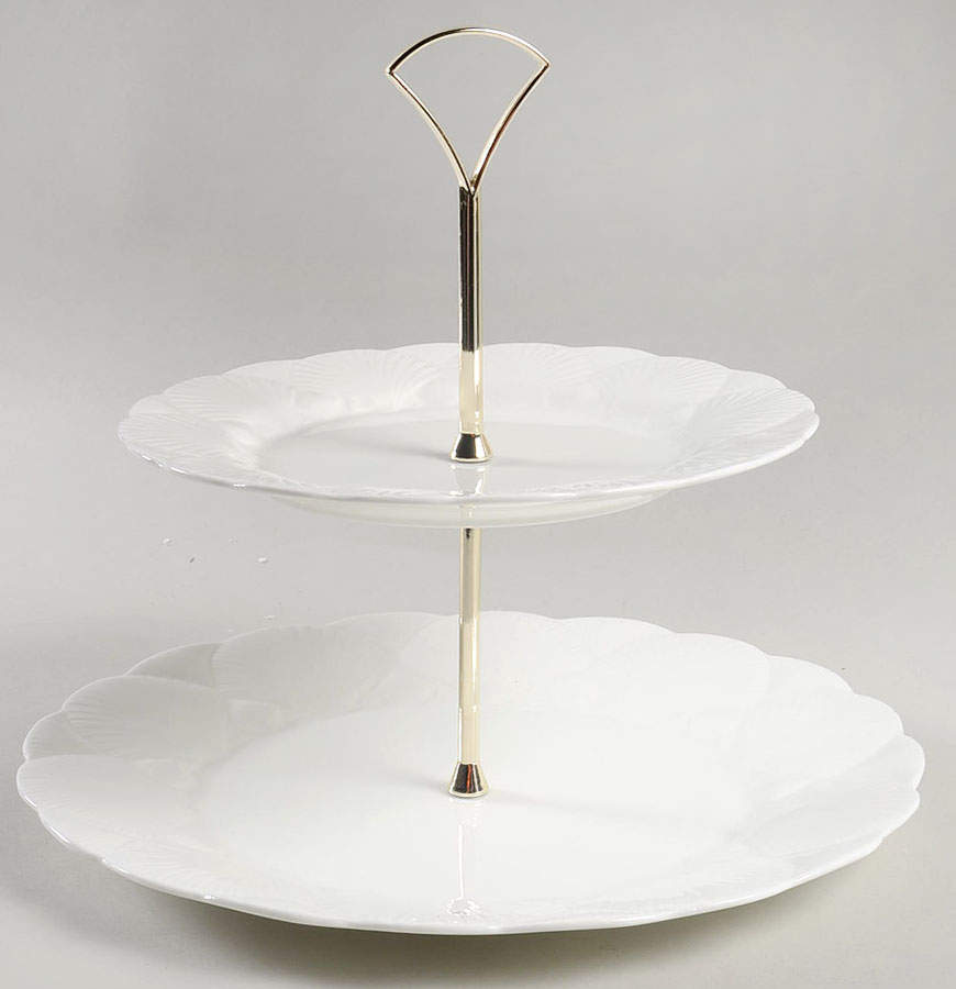 Oceanside 2 Tiered Serving Tray (Dinner & Salad Plate) by Coalport-1