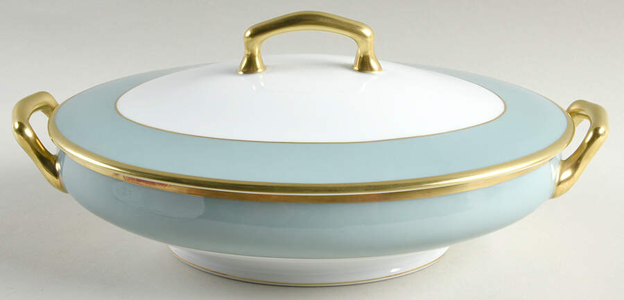 Arc En Ciel Mint Green (Airain) Oval Covered Vegetable by Charles Field Haviland-1