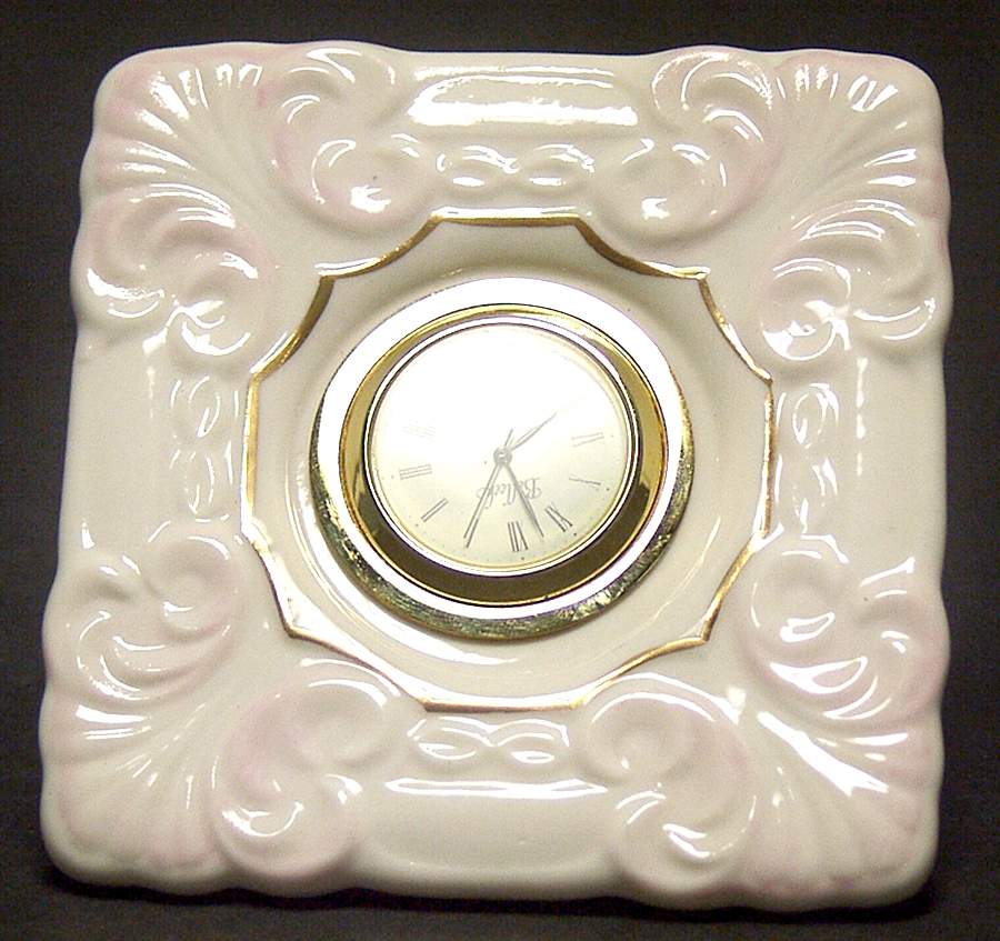 Georgian Shell Small Desk Clock by Belleek Pottery (Ireland)-1