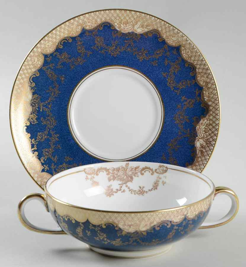 A13044 Flat Cream Soup Bowl & Saucer Set by Crown Staffordshire-1