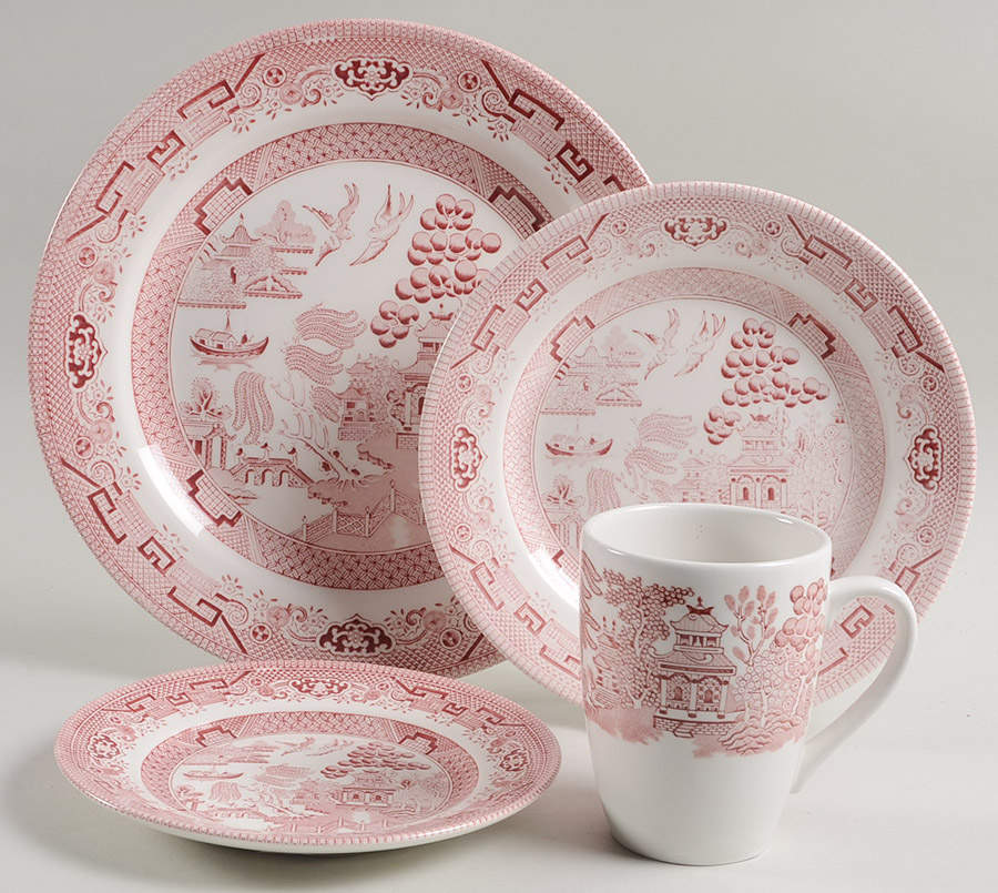 Willow Rosa Pink (England) 4 Piece Place Setting by Churchill-1