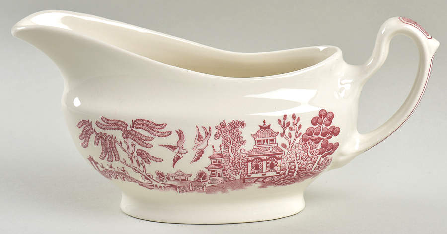 Willow Rosa Pink (England) Gravy Boat by Churchill-1