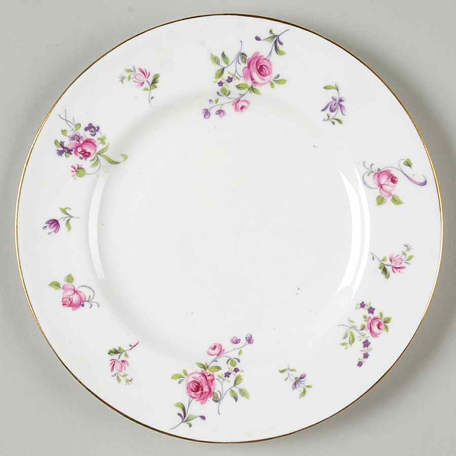 English Rosebud (Smooth Edge) Salad Plate by Crown Staffordshire-1