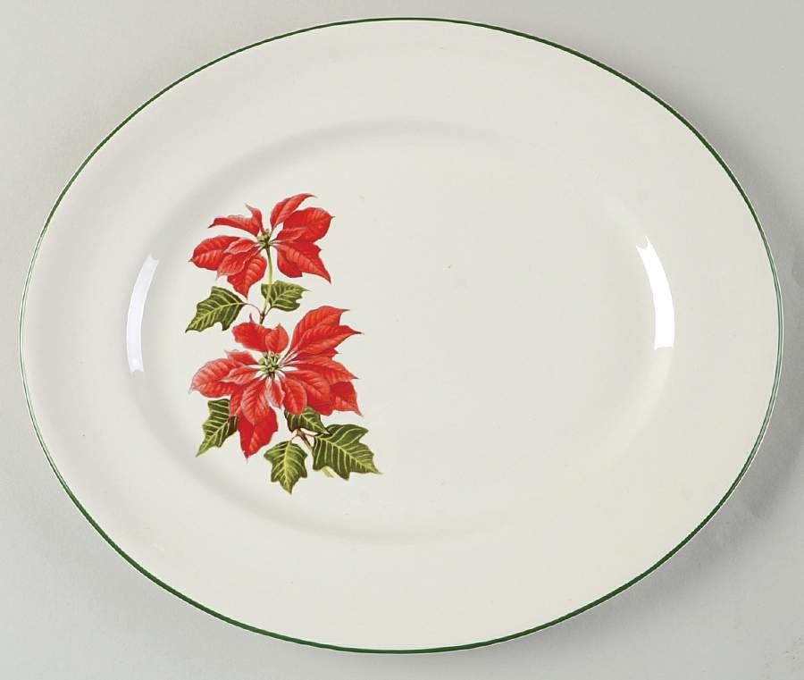 Poinsettia 11" Oval Serving Platter by Cuthbertson-1