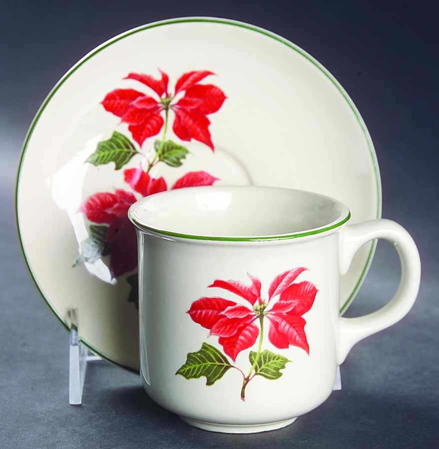 Poinsettia Flat Cup & Saucer Set by Cuthbertson-1