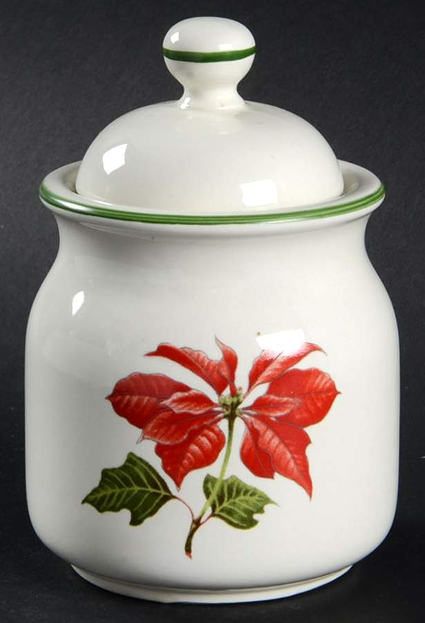 Poinsettia Sugar Bowl & Lid by Cuthbertson-1