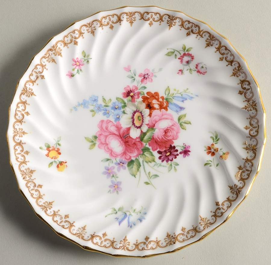 England's Bouquet Dessert/Pie Plate by Crown Staffordshire-1