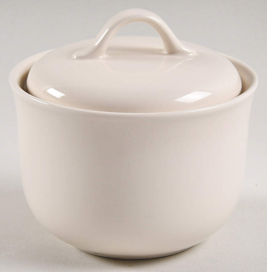 Beige (Rim) Sugar Bowl & Lid by Corning Corelle-1