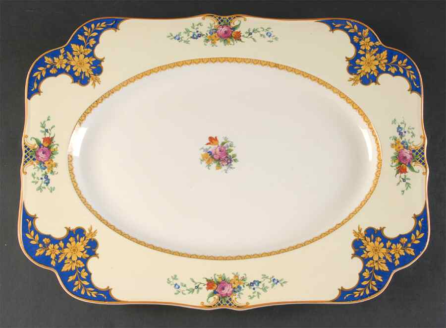 Westminster (Square, Scalloped) 16" Oval Serving Platter by Crown Ducal-1