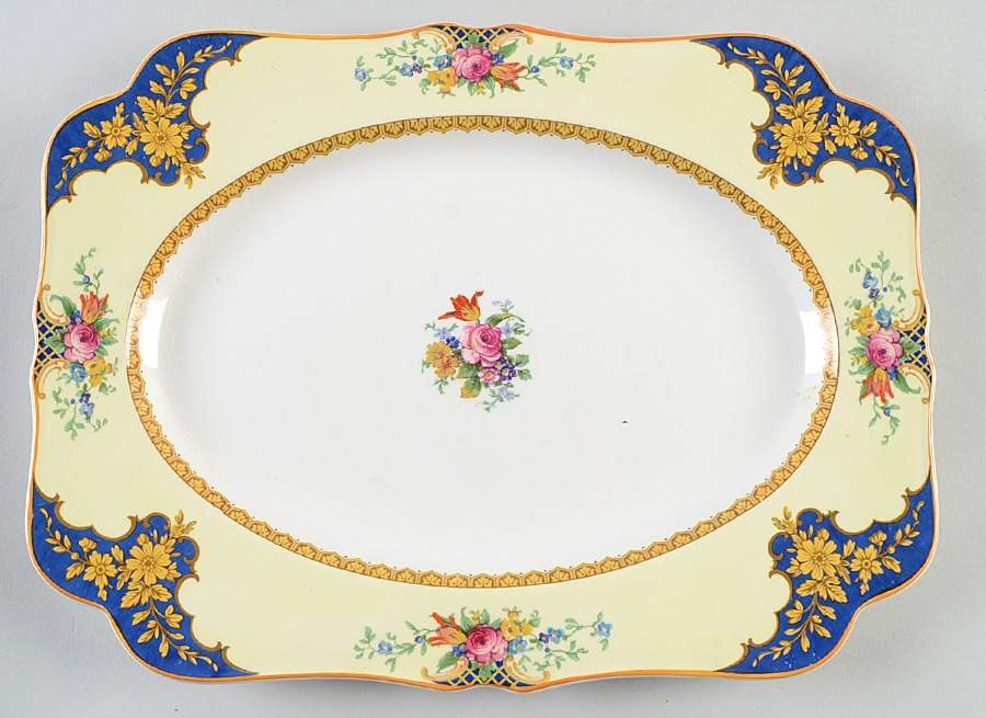 Westminster (Square, Scalloped) 12" Oval Serving Platter by Crown Ducal-1