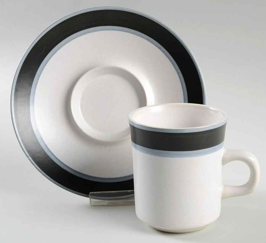 Black Belt Flat Cup & Saucer Set by Carriage House-1