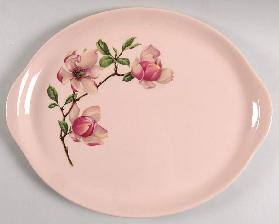 Southern Bell Pink 13" Oval Serving Platter by Crooksville-1