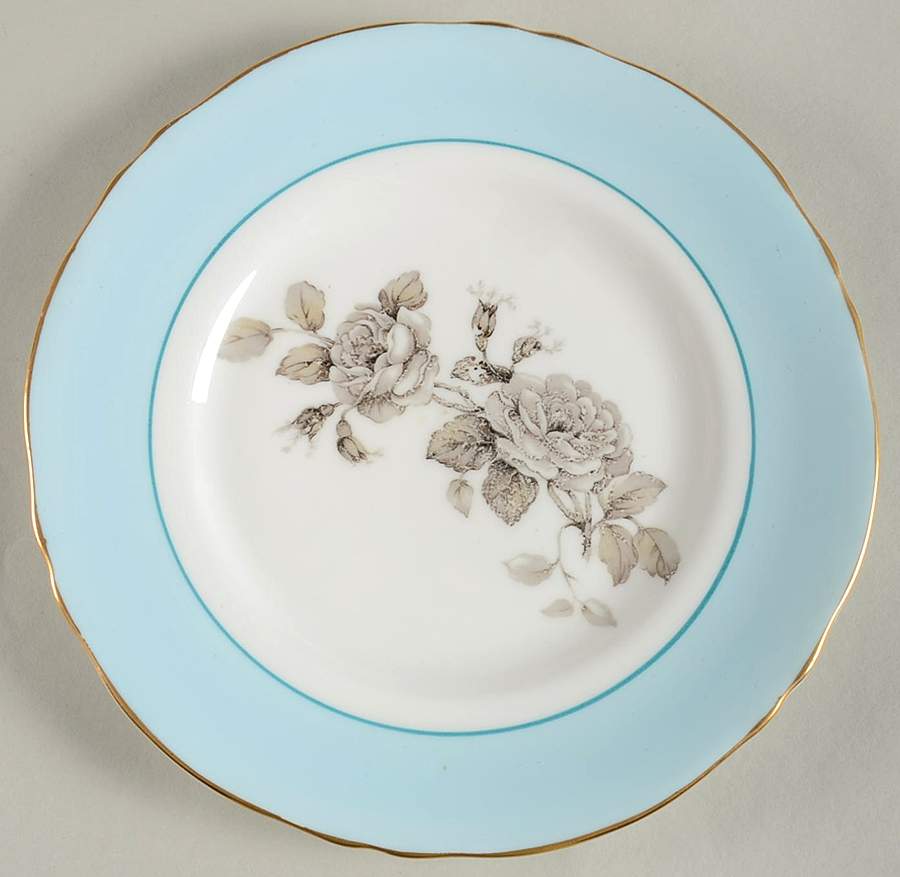 Gray Blossoms Salad Plate by Crown Staffordshire-1