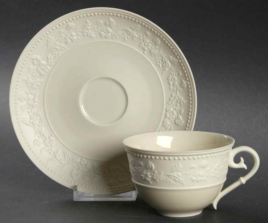 Georgia Ivory Flat Cup & Saucer Set by Jean Louis Coquet-1