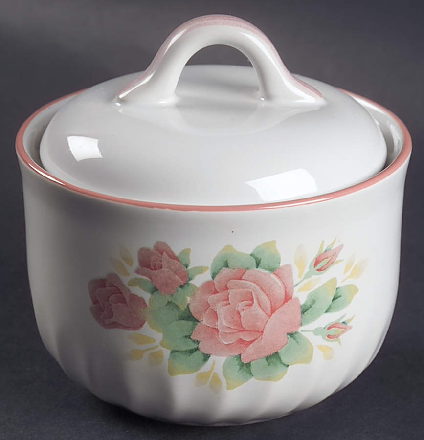 Elegant Rose (Corelle) Sugar Bowl & Lid by Corning Corelle-1