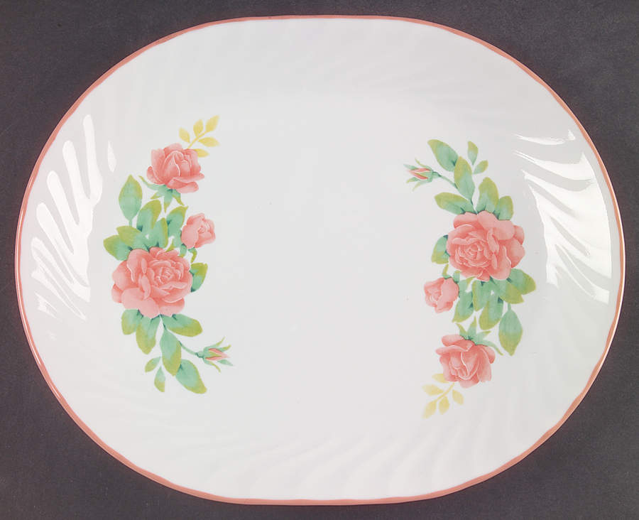 Elegant Rose (Corelle) 12" Oval Serving Platter by Corning Corelle-1