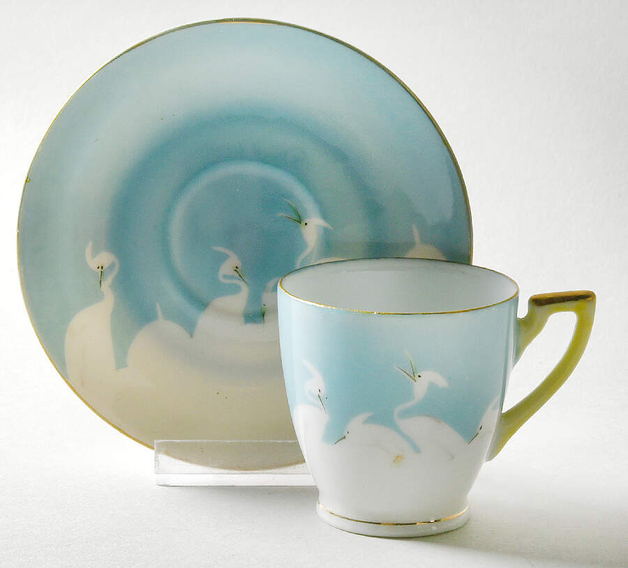 CHK6 Footed Demitasse Cup & Saucer Set by Chikaramachi (Japan)-1