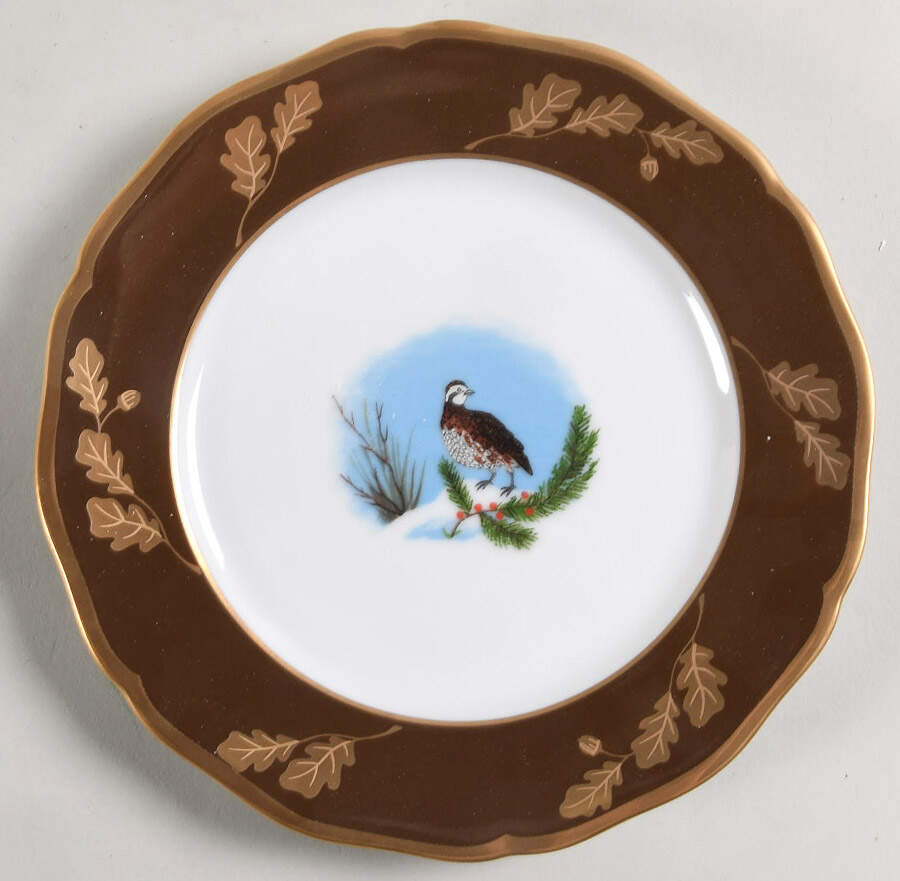 Winter Game Birds Chestnut Brown Salad/Dessert Plate by Lynn Chase-1