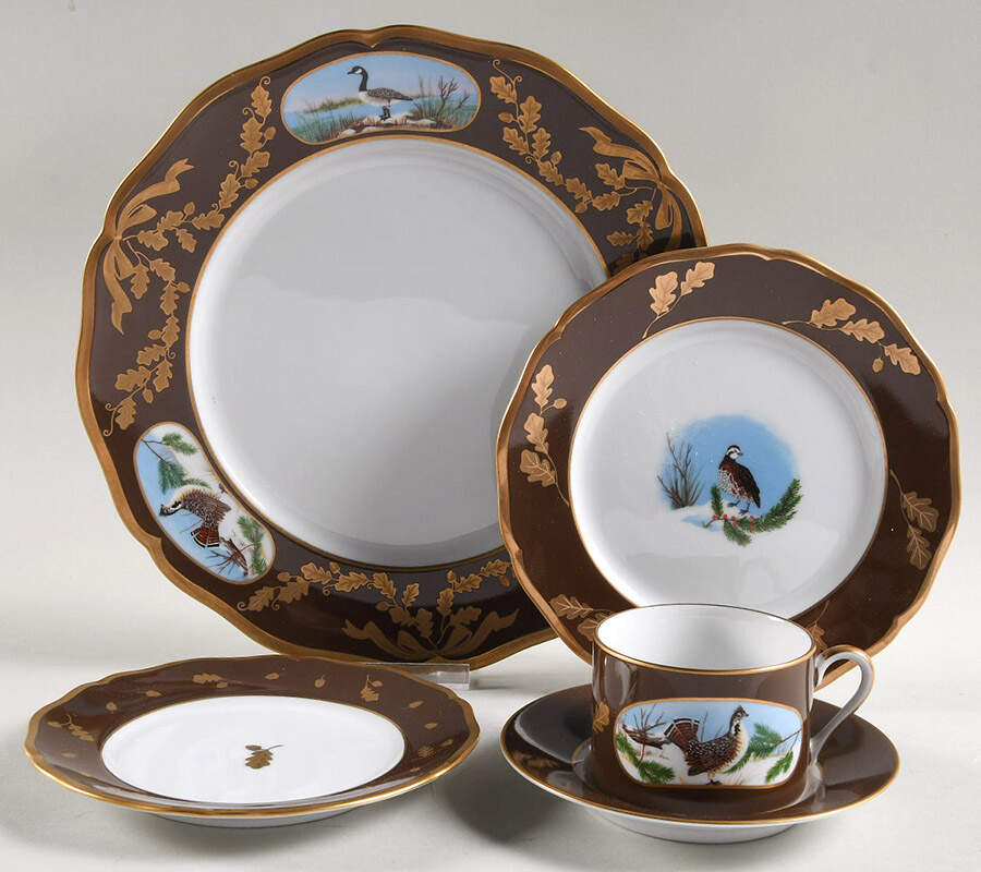 Winter Game Birds Chestnut Brown 5 Piece Place Setting by Lynn Chase-1