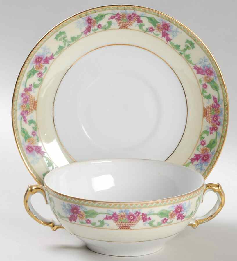 14567 Flat Cream Soup Bowl & Saucer Set by Czechia-Czechoslovakia-1