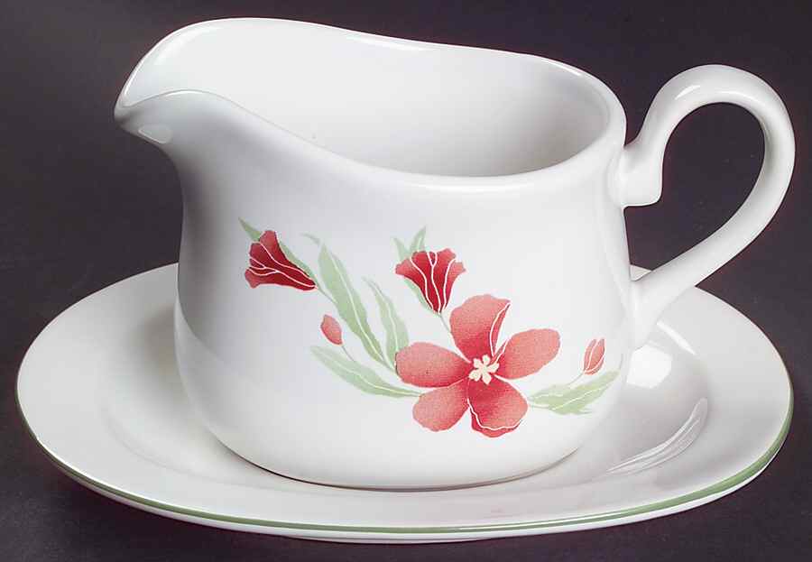 Pacific Bloom (Corelle) Gravy Boat & Underplate by Corning Corelle-1